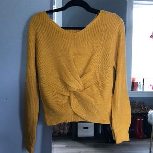 Twist front mustard yellow sweater